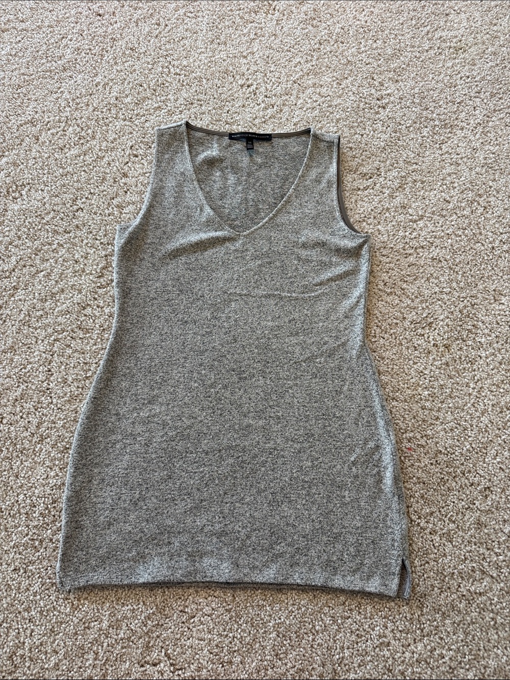 White House Black Market Sleeveless V-Neck Women's Knit Top - Gray